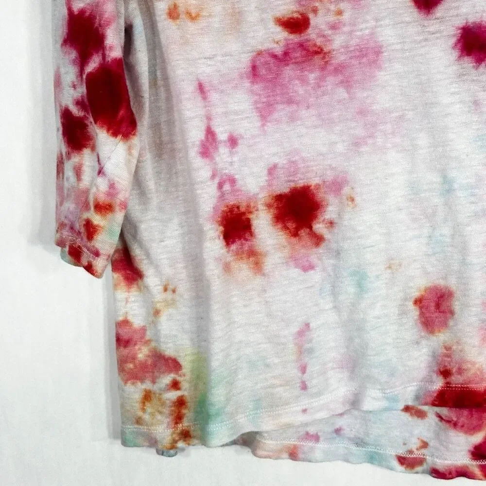 Artisan NY Small Top Everlasting Rose Tie Dye Pink White‎ Linen Handmade 1165 - Picture 5 of 12